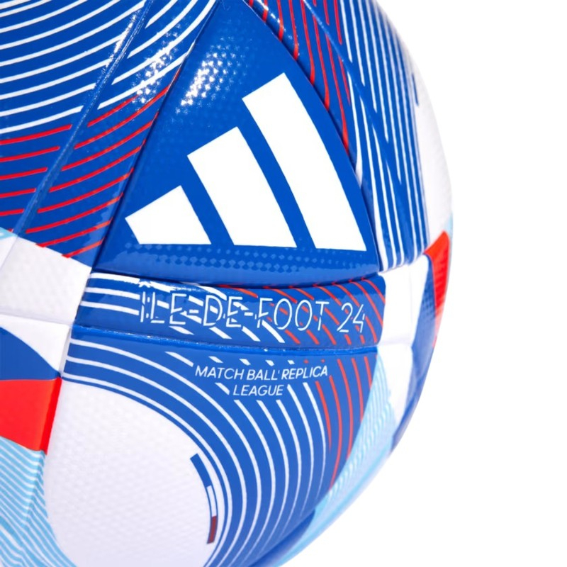 Fotbalový míč Adidas Olympics 24 League, velikost 5, modrý, bílý a červený
