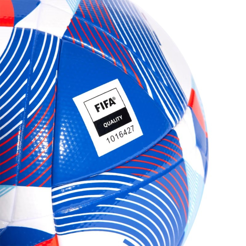 Fotbalový míč Adidas Olympics 24 League, velikost 5, modrý, bílý a červený