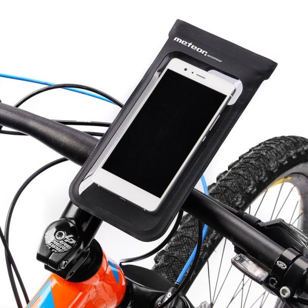 Cyklistické vodotěsné pouzdro na telefon Meteor, Crib, barva černá Cyklistické vodotěsné pouzdro na telefon Meteor, Crib, barva černá